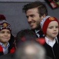 David Beckham With Sons Brooklyn, Romeo & Cruz at Old Trafford