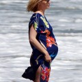 January Jones Show off Her bump on a Malibu Beach