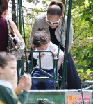 Jennifer Lopez takes her twins Emme and Max to the Parc Monceau, Paris, France