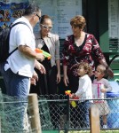Jennifer Lopez takes her twins Emme and Max to the Parc Monceau, Paris, France