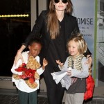 Angelina Jolie, Shiloh & Zahara Land At LAX
