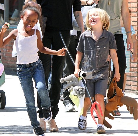 Angelina Jolie Spends the Day With Shiloh and Zahara in LA