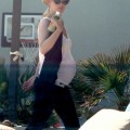 January Jones in Workout Clothes Showing off Her Bump