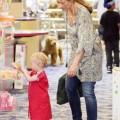 Pregnant Rebecca Gayheart takes baby Billie shopping for toys in Los Angeles, CA on July 29, 2011.