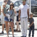 Gavin Rossdale and his kids Kingston and Zuma visit a street art gallery in downtown Los Angeles