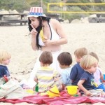 Octomom,  Nadya Suleman with her 14 children on the beach