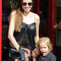 Angelina Jolie going to the toy shop with her kids in Richmond, London, England on August 15th, 2011.