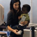 Sandra Bullock with baby Louis at Austin Texas Airport