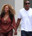 Pregnant Beyonce and Jay-Z as they go for a walk in NYC’s Tribeca neighborhood on Saturday (September 10).