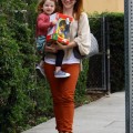Actress Alyson Hannigan takes daughter Satyana after lunch with her dad to get a new toy in Beverly Hills, Ca on September 17, 2011.