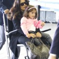 Salma Hayek and daughter Valentina are escorted to their departure gate in a wheelchair at LAX