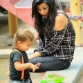 Kourtney Kardashian and Son Mason at the Park in NYC