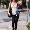 Ali Larter arrives at a clinic in Brentwood, California on September 26, 2011 with her adorable son Theodore MacArthur.