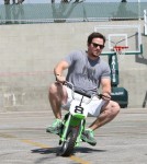 Mark Wahlberg Rides and Mini Motorbike With Son Mike