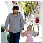 Ben Affleck walks hand in hand with his adorable daughter Violet, who stuck her tongue out at photographers, as the pair spend some father daughter time together