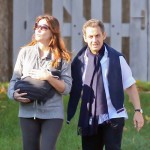 Nicolas and Carla Bruni Sarkozy and their newborn daughter Giulia take a walk in Versailles, France Nicolas and Carla Bruni Sarkozy and their newborn daughter Giulia take a walk in Versailles, France