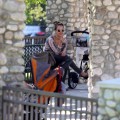 Jessica Alba and husband Cash Warren take their daughters Honor and Haven to the park before having lunch at the Cabbage Patch restaurant