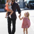 Ben Affleck and daughters Violet and Seraphina in Brentwood, CA on October 1st, 2011.