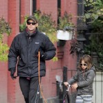 Hugh Jackman Taking His Daughter Ava To School In New York