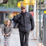 Hugh Jackman Taking His Daughter Ava To School In New York
