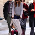 Orlando Bloom and Miranda Kerr show off their baby son Flynn while out and about in NYC