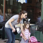 Katie Holmes takes her adorable daughter Suri for a walk as Suri pushes a play stroller for her panda bear stuffed animal in Pittsburgh 10-08-2011 Katie Holmes takes her adorable daughter Suri for a walk as Suri pushes a play stroller for her panda bear stuffed animal in Pittsburgh 10-08-2011
