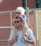 Liev Schreiber out and about in Manhattan with his wife and sons Kai and Sasha Schreiber New York City, USA