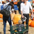 Singer Robin Thicke enjoyed a day at Mr. Bones Pumpkin Patch in Beverly Hills, California on October 9, 2011 with his wife Paula Patton and their son Julian.