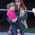 Alyson Hannigan enjoyed at day at The Skirball Cultural Center with her husband Alexis Denisof, their young daughter Satyana and her grandparents on November 22, 2011 in Los Angeles, California.