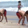 Jamie Spears takes his daughter Britney Spears's sons, Sean Preston Federline and Jayden James Federline to Ipanema Beach in Rio de Janeiro, Brazil on November 11, 2011.