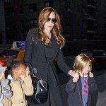 Angelina Jolie takes her children Shiloh, Zahara and Pax to watch the movie "The Muppets" in New York City.