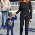 Marcia Cross and her husband Tom Mahoney take their daughters Eden and Savannah ice skating in Santa Monica.