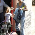 Superstar Halle Berry is spotted wearing a black cast on her leg while picking up her daughter Nahla from school