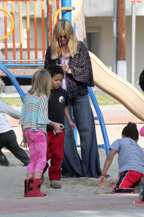 Heidi Klum, host of "Project Runway," is seen out and about with her family in Brentwood
