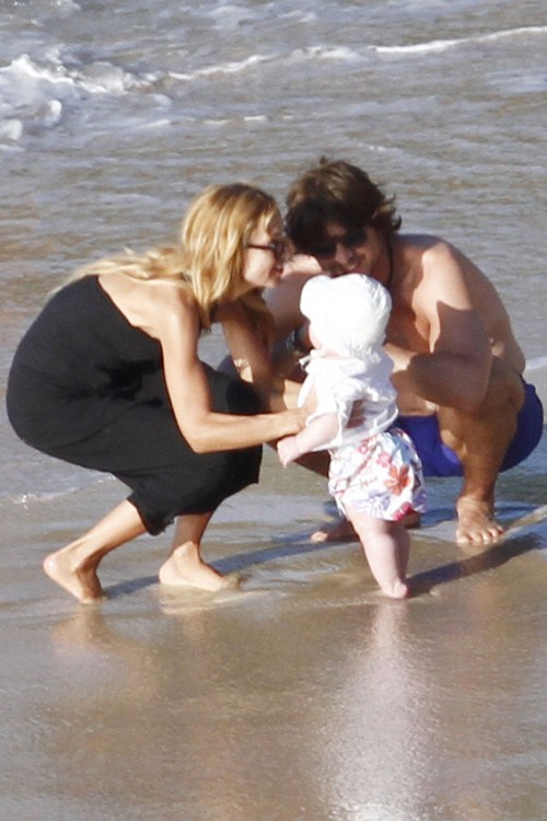 Fashionista Rachel Zoe and Rodger Berman take their baby son Skyler to the beach in St. Barths