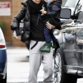 Ellen Pompeo & Stella Luna heading into a Coffee Bean in Los Angeles.