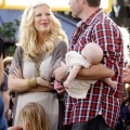 Tori Spelling and her family are interviewed on "Extra" at The Grove on January 25, 2012 in Los Angeles, CA.