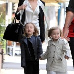 Angelina Jolie out shopping with the twins (February 27) Angelina Jolie out shopping with the twins (February 27)
