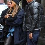 Beyonce Knowles and Jay-Z take their daughter Blue Ivy Carter out for a late lunch at Sant Ambroeus in New York City, NY on February 25, 2012.