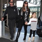 Christian Bale And Family Arriving For A Flight At LAX