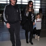 Christian Bale And Family Arriving For A Flight At LAX
