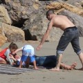 Jennifer Lopez and her beau Casper Smart enjoyed spending time at the beach in Malibu, California with her twins on February 5, 2012. Casper ran around the beach with Emme and Max