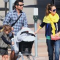 Jessica Alba and husband Cash Warren with daughters Honor and Haven at a park in Los Angeles February 18
