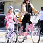 Mira Sorvino enjoyed a bike ride through a Malibu, California neighborhood with her daughter Mattea Backus on February 12, 2012.