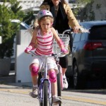 Mira Sorvino enjoyed a bike ride through a Malibu, California neighborhood with her daughter Mattea Backus on February 12, 2012.