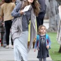 Alessandra Ambrosio picked up her daughter Anja Louise Ambrósio Mazur from school on March 16, 2012. Alessandra and her little one then hit up the Baby Gap with a friend for some shopping before heading on their way.
