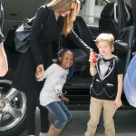 Angelina Jolie arrives at LAX Airport with her daughters Shiloh and Zahara to catch a flight out out town on March 12, 2012 in Los Angeles, CA. Angelina Jolie arrives at LAX Airport with her daughters Shiloh and Zahara to catch a flight out out town on March 12, 2012 in Los Angeles, CA.