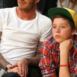 David Beckham at the Lakers/Heat game with Brooklyn (March 4).