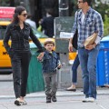 Actress Julianna Margulies and her husband Keith Lieberthal out for a walk with their son Kieran through Tribeca in New York City, NY on March 24, 2012.