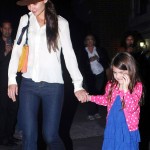Katie Holmes and Suri Cruise step out for dinner at Joanne on the Upper West Side in New York City, NY on March 21, 2012.
